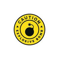 Explosive bomb caution warning symbol design vector