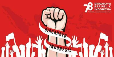 17 agosto. Indonesia contento independencia día bandera, saludo tarjeta, antecedentes vector. dirgahayu republik Indonesia vector