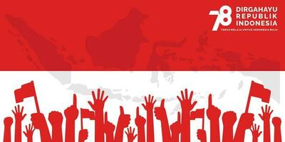 17 agosto. Indonesia contento independencia día bandera, saludo tarjeta, antecedentes vector. dirgahayu republik Indonesia vector