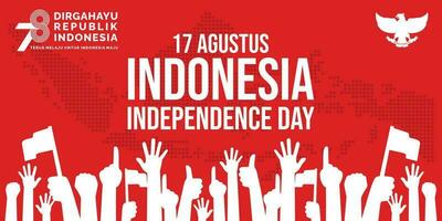 17 agosto. Indonesia contento independencia día bandera, saludo tarjeta, antecedentes vector. dirgahayu republik Indonesia vector