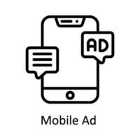 Mobile Ad  Vector    outline  Icon Design illustration. Digital Marketing  Symbol on White background EPS 10 File