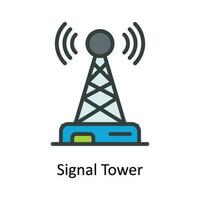 Signal Tower  Vector Fill outline Icon Design illustration. Network and communication Symbol on White background EPS 10 File