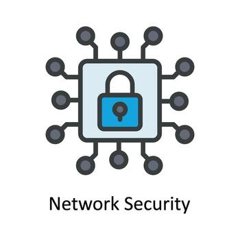 Network Security  Vector Fill outline Icon Design illustration. Network and communication Symbol on White background EPS 10 File