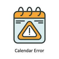 Calendar Error  Vector Fill outline Icon Design illustration. Network and communication Symbol on White background EPS 10 File