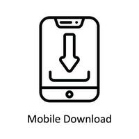 Mobile Download  Vector  outline Icon Design illustration. Network and communication Symbol on White background EPS 10 File