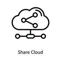 Share Cloud  Vector  outline Icon Design illustration. Network and communication Symbol on White background EPS 10 File