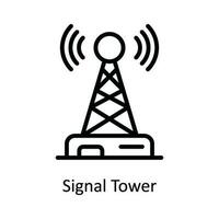 señal torre vector contorno icono diseño ilustración. red y comunicación símbolo en blanco antecedentes eps 10 archivo