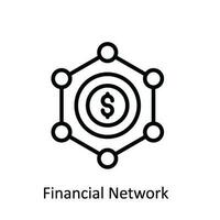 Financial Network   Vector  outline Icon Design illustration. Network and communication Symbol on White background EPS 10 File