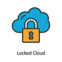 Locked Cloud Vector Fill outline Icon Design illustration. Cyber security  Symbol on White background EPS 10 File