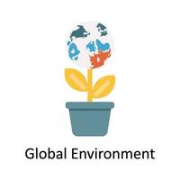 Global Environment Vector Flat Icon Design illustration. Nature and ecology Symbol on White background EPS 10 File