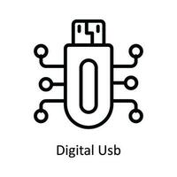 digital USB vector contorno icono diseño ilustración. ciber seguridad símbolo en blanco antecedentes eps 10 archivo