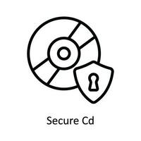 Secure Cd Vector  outline Icon Design illustration. Cyber security  Symbol on White background EPS 10 File