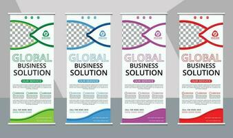 Business banner roll up set standee banner template. vector