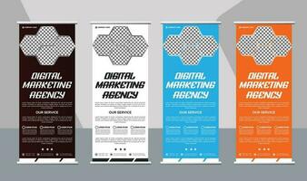 Modern Corporate Business Roll-Up Banner Design Template with multiple Color vector