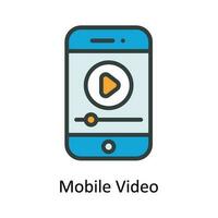 Mobile Video Vector  Fill outline Icon Design illustration. Multimedia Symbol on White background EPS 10 File