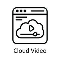 Cloud Video Vector   outline Icon Design illustration. Multimedia Symbol on White background EPS 10 File