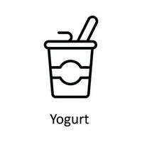 yogur vector contorno icono diseño ilustración. comida y bebidas símbolo en blanco antecedentes eps 10 archivo