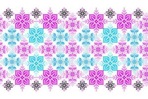 Floral Cross Stitch Embroidery on white background.geometric ethnic oriental seamless pattern traditional.Aztec style abstract vector illustration.design for texture,fabric,clothing,wrapping,sarong.