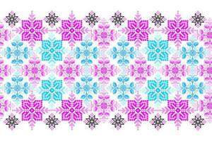 Floral Cross Stitch Embroidery on white background.geometric ethnic oriental seamless pattern traditional.Aztec style abstract vector illustration.design for texture,fabric,clothing,wrapping,sarong.