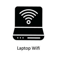 Laptop Wifi  Vector Solid  Icon Design illustration. Network and communication Symbol on White background EPS 10 File