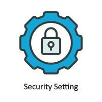 Security Setting Vector Fill outline Icon Design illustration. Cyber security  Symbol on White background EPS 10 File