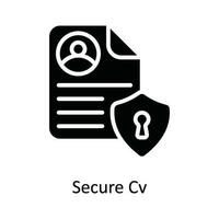 Secure Cv Vector  solid Icon Design illustration. Cyber security  Symbol on White background EPS 10 File