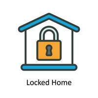 Locked Home Vector Fill outline Icon Design illustration. Cyber security  Symbol on White background EPS 10 File