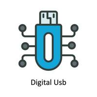 digital USB vector llenar contorno icono diseño ilustración. ciber seguridad símbolo en blanco antecedentes eps 10 archivo