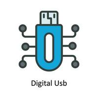 Digital Usb Vector Fill outline Icon Design illustration. Cyber security  Symbol on White background EPS 10 File