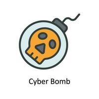 Cyber Bomb Vector Fill outline Icon Design illustration. Cyber security  Symbol on White background EPS 10 File