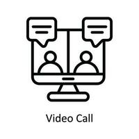 Video Call  Vector  outline Icon Design illustration. Network and communication Symbol on White background EPS 10 File