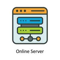 Online Server  Vector Fill outline Icon Design illustration. Network and communication Symbol on White background EPS 10 File