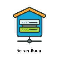 Server Room  Vector Fill outline Icon Design illustration. Network and communication Symbol on White background EPS 10 File