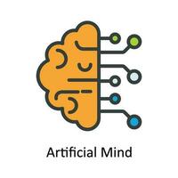 Artificial Mind   Vector Fill outline Icon Design illustration. Network and communication Symbol on White background EPS 10 File