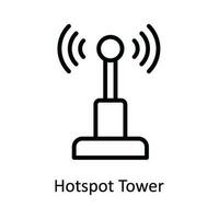 Hotspot Tower  Vector  outline Icon Design illustration. Network and communication Symbol on White background EPS 10 File