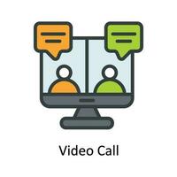Video Call  Vector Fill outline Icon Design illustration. Network and communication Symbol on White background EPS 10 File