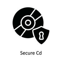 Secure Cd Vector  solid Icon Design illustration. Cyber security  Symbol on White background EPS 10 File