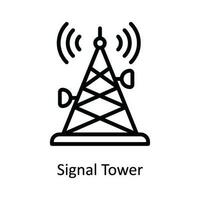 Signal Tower  Vector  outline Icon Design illustration. Network and communication Symbol on White background EPS 10 File