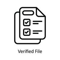 Verified File  Vector  outline Icon Design illustration. Network and communication Symbol on White background EPS 10 File