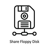 Share Floppy Disk  Vector  outline Icon Design illustration. Network and communication Symbol on White background EPS 10 File