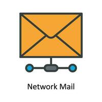 Network Mail  Vector Fill outline Icon Design illustration. Network and communication Symbol on White background EPS 10 File