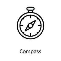 Compass Vector outline Icon Design illustration. Education Symbol on White background EPS 10 File