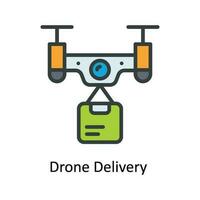 Drone Delivery  Vector  Fill outline Icon Design illustration. Shipping and delivery Symbol on White background EPS 10 File