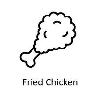 Fried Chicken Vector outline Icon Design illustration. Food and Drinks Symbol on White background EPS 10 File