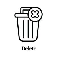 Delete Vector  outline Icon Design illustration. User interface Symbol on White background EPS 10 File