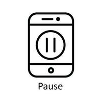 Pause Vector  outline Icon Design illustration. User interface Symbol on White background EPS 10 File
