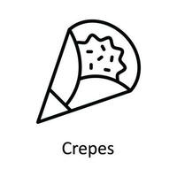 crepes vector contorno icono diseño ilustración. comida y bebidas símbolo en blanco antecedentes eps 10 archivo