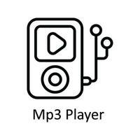 Mp3 Player  Vector   outline Icon Design illustration. Multimedia Symbol on White background EPS 10 File