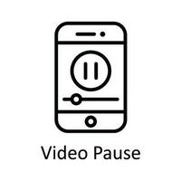 Video Pause Vector   outline Icon Design illustration. Multimedia Symbol on White background EPS 10 File