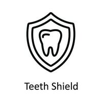 Teeth Shield Vector  outline Icon Design illustration. Medical and Health Symbol on White background EPS 10 File